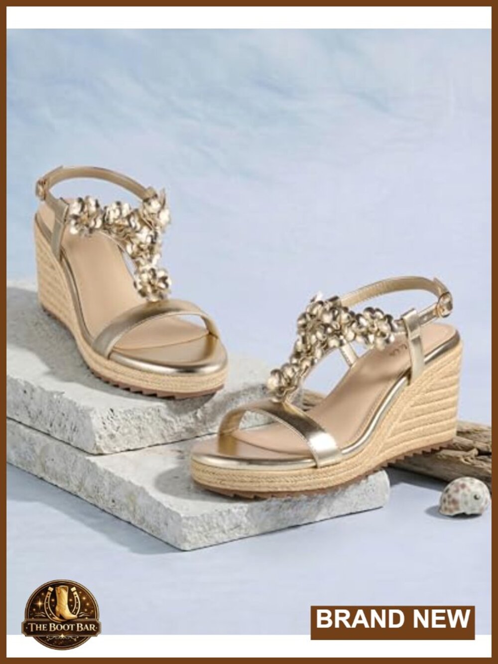 Espadrille Wedge Sandals Open Toe Flower T Strap High Heel Platform PU - Picture 2 of 5